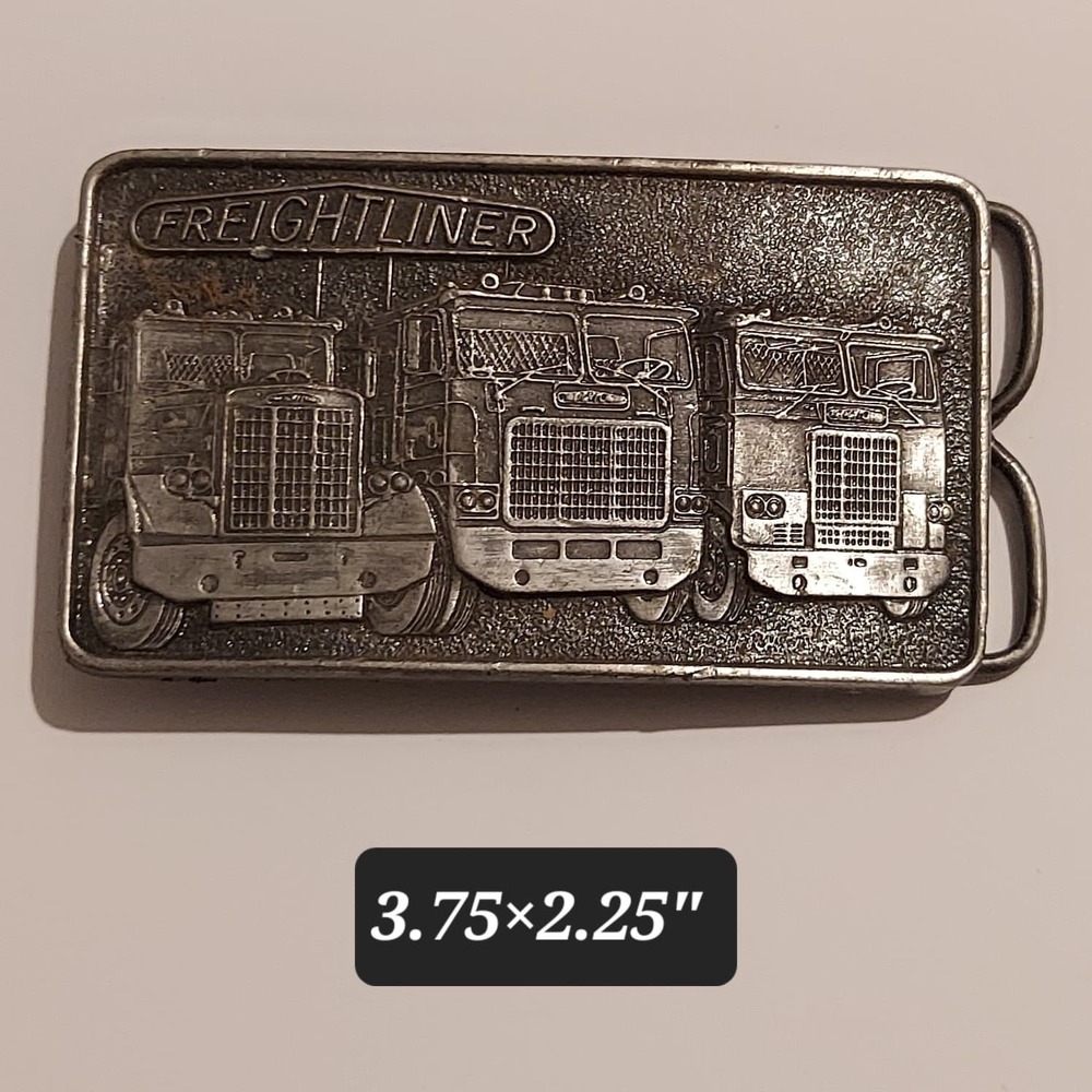 Freightliner Vintage 1977 Belt Buckle Three Big Rigs Trucker Tonkin Inc D-41